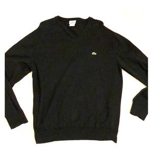 Lacoste men’s black v-neck sweater - size 6